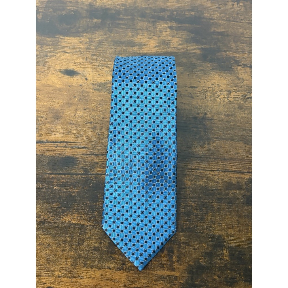 Enro Blue Black 100%‎ Silk Men's Neck Tie Made In China Circles Geometric 60"